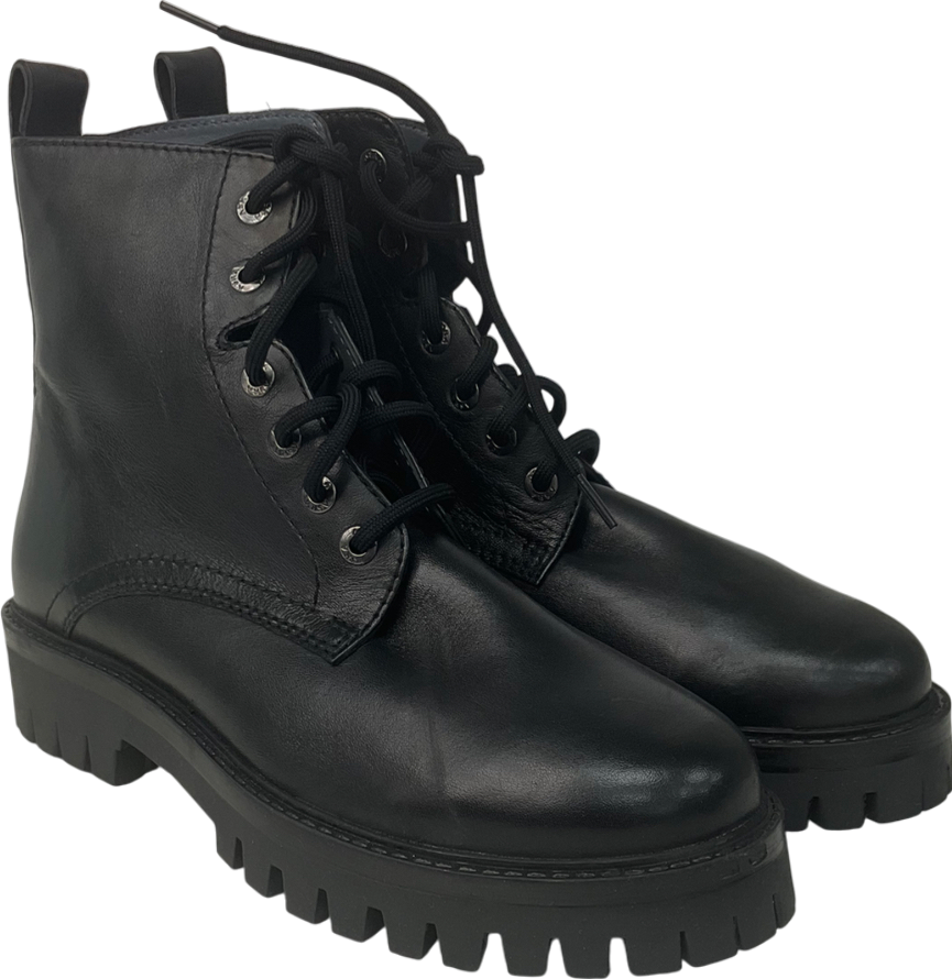 arsa Luiz Lace Up Boots In Black Leather UK 8 EU 42 👞