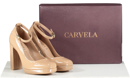 Carvela Beige Camel Patent Leather Platform Court Shoes Bnib UK 3 EU 36 👠