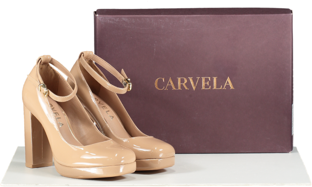 Carvela Beige Camel Patent Leather Platform Court Shoes Bnib UK 3 EU 36 👠