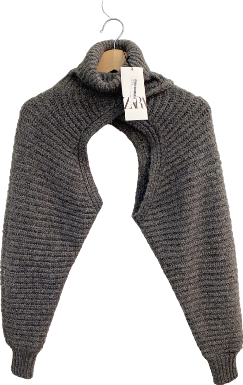 Zara Grey Cutout Knit Sweater M