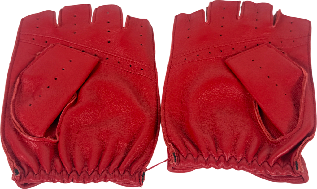 Dents Red Leather Fingerless Gloves UK M
