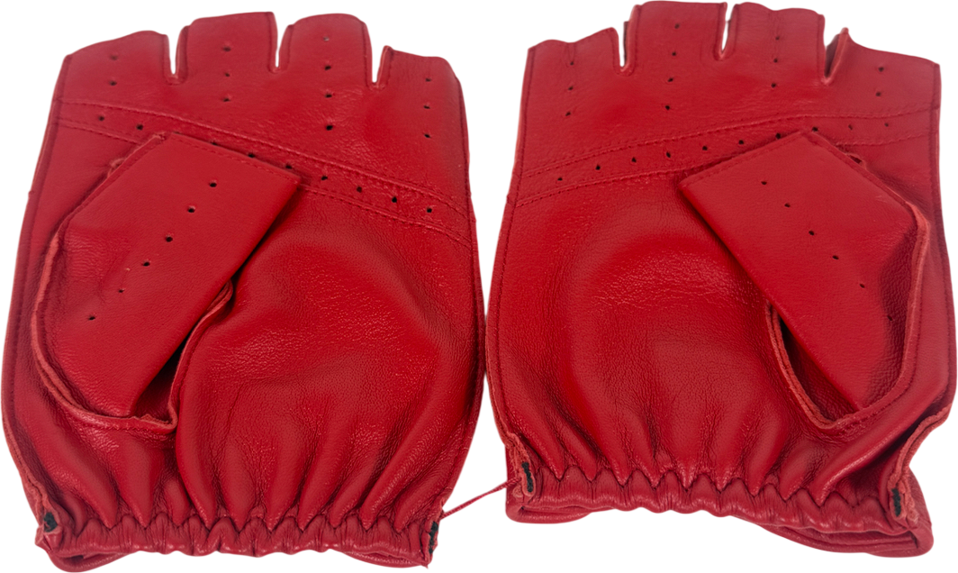 Dents Red Leather Fingerless Gloves UK M