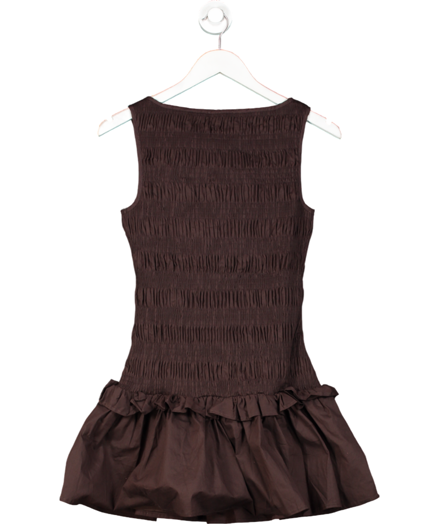 pepper mayo Brown Garden Kisses Shirred Mini Dress UK 10