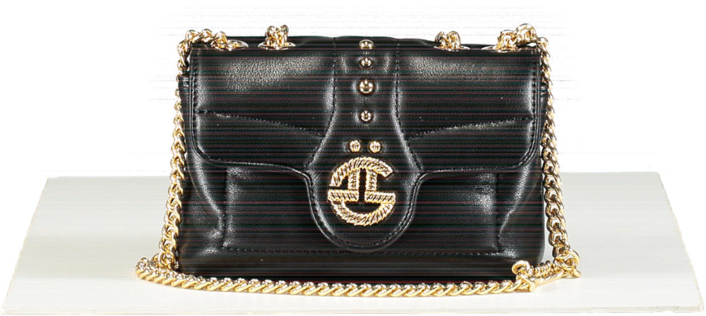 Gaelle Paris Black Cross Body Chain Strap Mini Bag