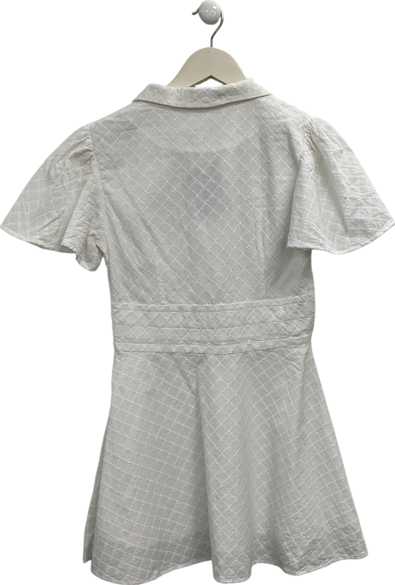 Stylefunction White Broderie Collared Mini Dress UK S