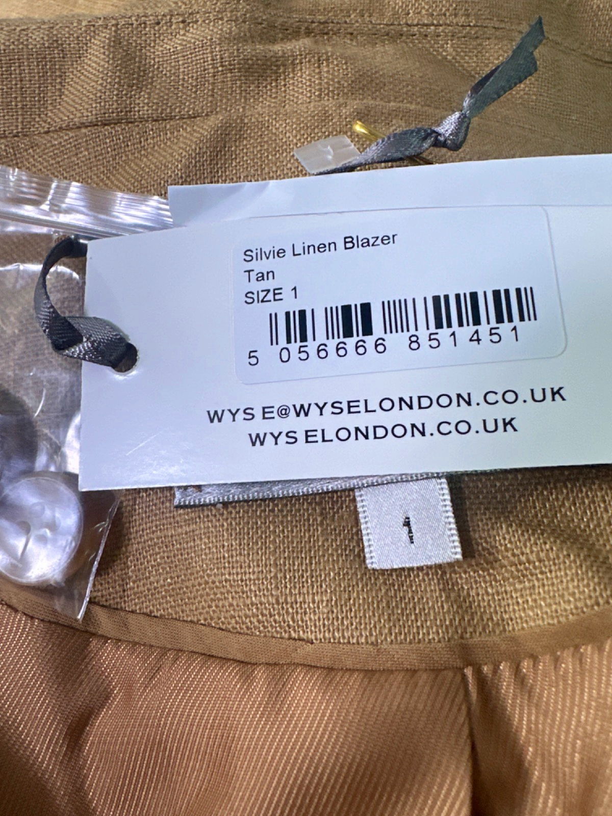 Wyse London Tan Silvie Linen Blazer UK 8