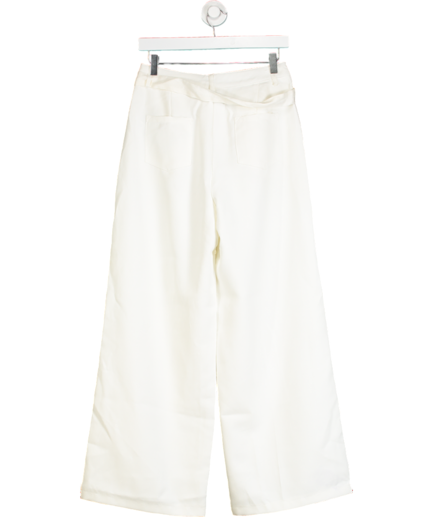 dazy White Wide Leg Trousers With Belt UK L