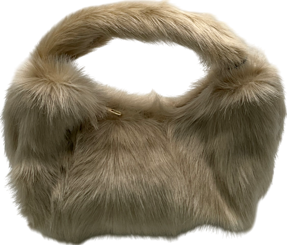 PrettyLittleThing Beige Label Cream Faux Fur Handbag