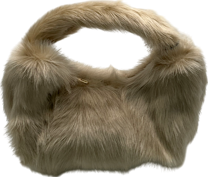 PrettyLittleThing Beige Label Cream Faux Fur Handbag