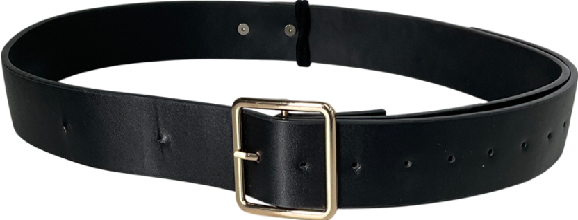 PrettyLittleThing Logo Black Back Branded Buckle Belt UK S/M