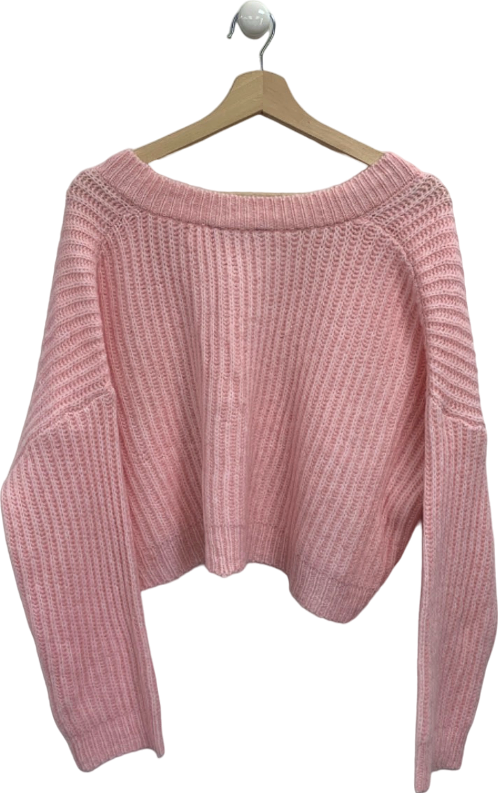 Miss Selfridge Pink V-Neck Knitted Cropped Jumper UK S