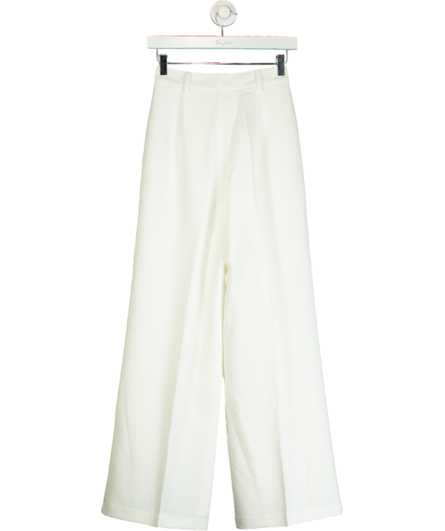 NA-KD White Pleat Detail Loose High Waist Pants UK 4