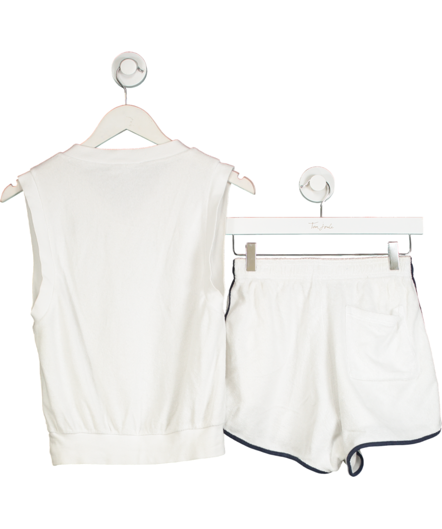 Sporty & Rich White Towelling Logo Vest And Shorts Set UK M/L