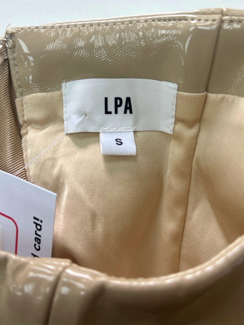 LPA Beige Faux Leather Corset Top UK S