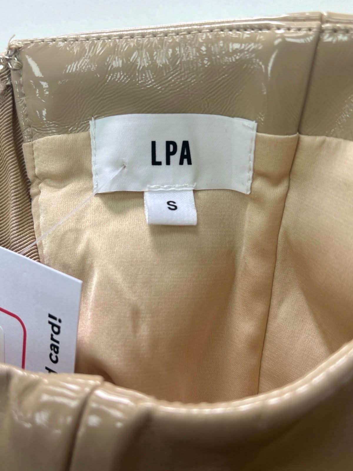 LPA Beige Faux Leather Corset Top UK S