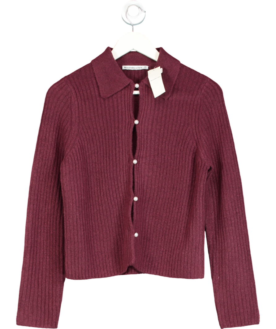 Abercrombie & Fitch Red Pearl Button Collared Cardigan UK XS