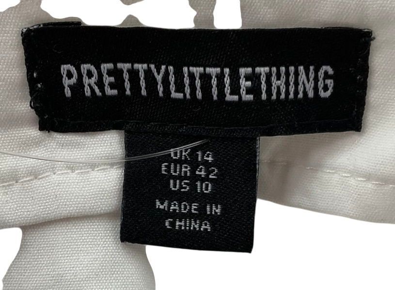 PrettyLittleThing White Mini Lace Up Corset Dress UK 14