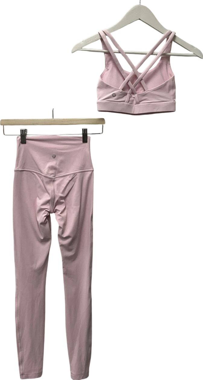 Lululemon Pink High-rise Pant & Cloud Longline Bra UK S