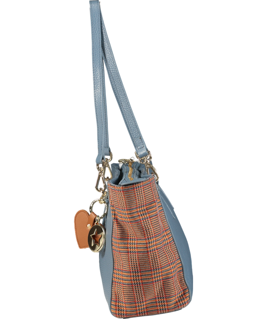 Meg & Bee Blue Leather / Multi Burford Mini Slouchy Tote