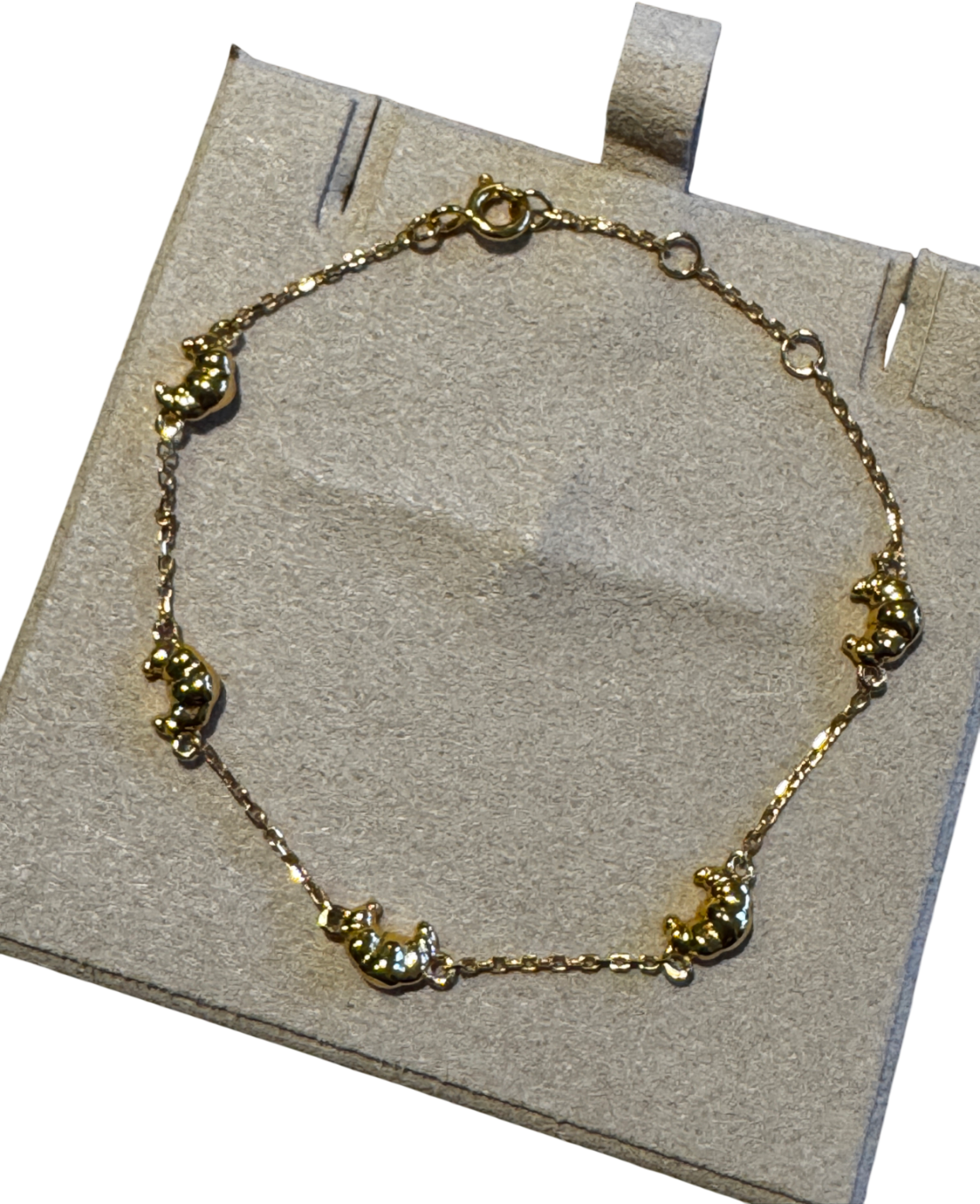 SUIHE 18k Yellow Gold Vermeil Over Sterling Silver Croissant Mini Charm Bracelet