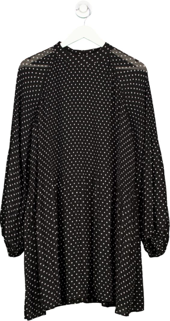 Kitri Black / White Spot Pleated Mini Dress UK S