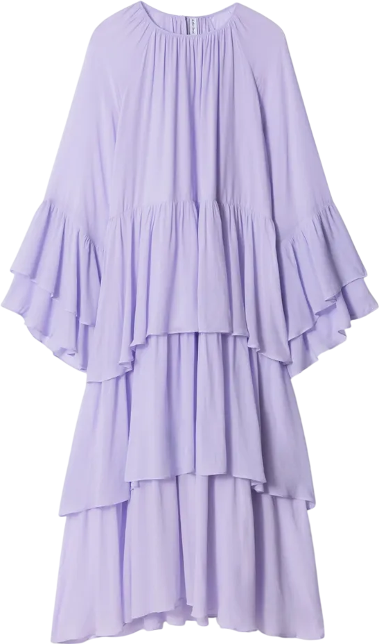 & OTHER STORIES Lilac Tiered Frill Detail Maxi Dress UK M