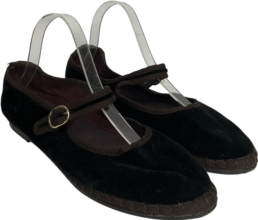 Flabelus Black Velvet Antonia Mary Janes UK 9 EU 42 👠