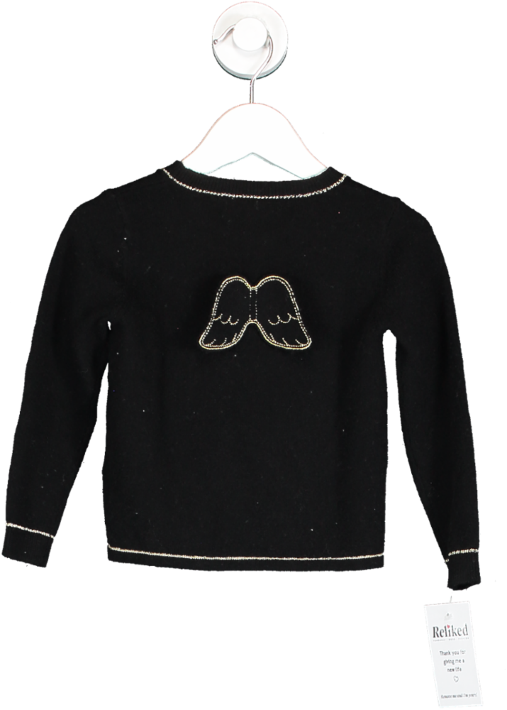 Marie Chantal Black Angel Wing Long Sleeve Top 0-3 Months