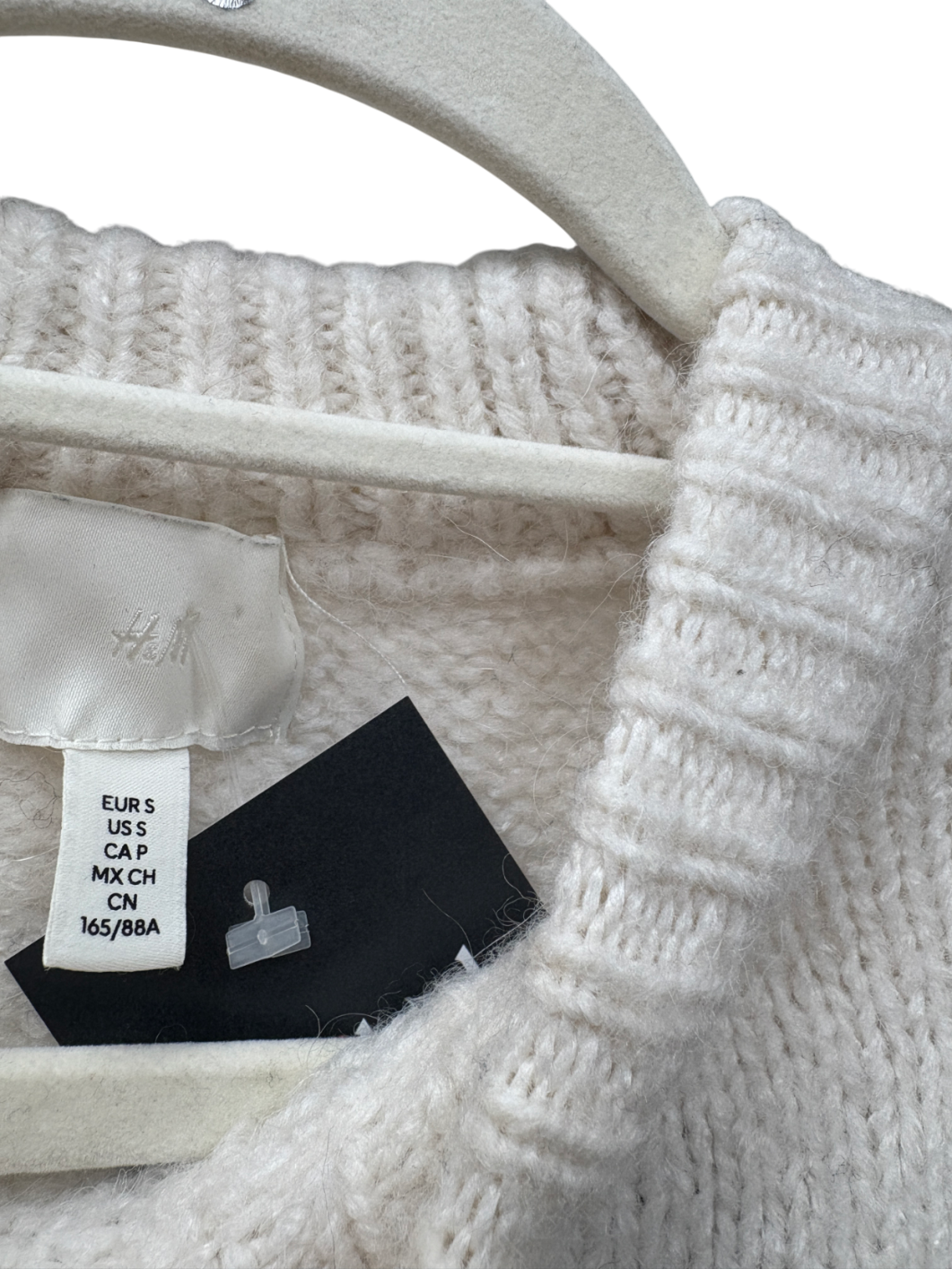 H&M White Jacquard Knit Jumper UK S
