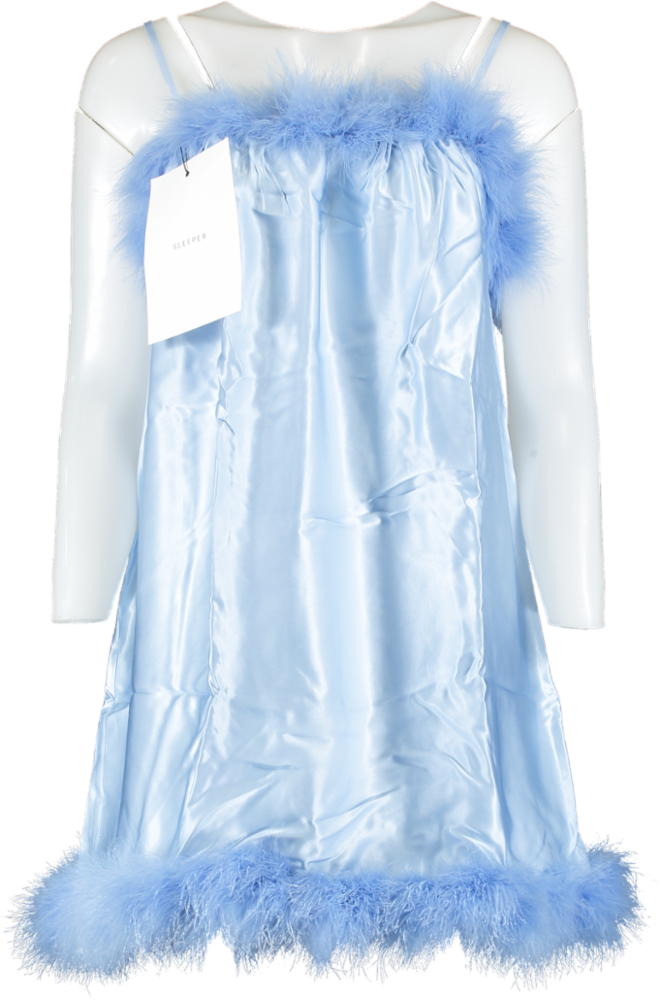 Sleeper Blue French Kiss Ostrich-trim Minidress BNWT UK M