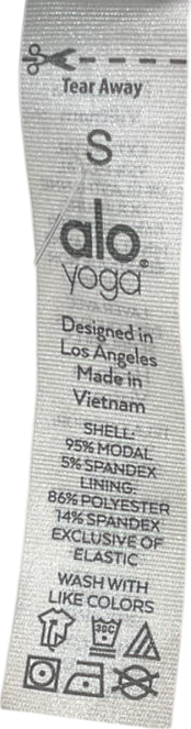 alo yoga Black Asymmetric Long Sleeve Ribbed Top UK S