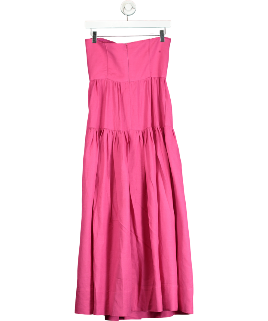 Shona Joy Pink Gathered Midi Dress UK 8