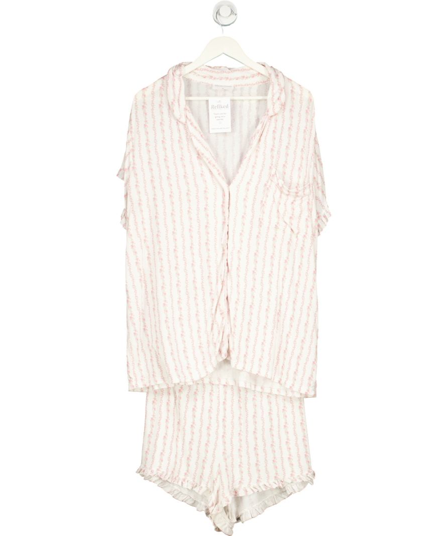 Stripe & Stare Pink Soft Brushed Woven Pyjama Top UK XXXL