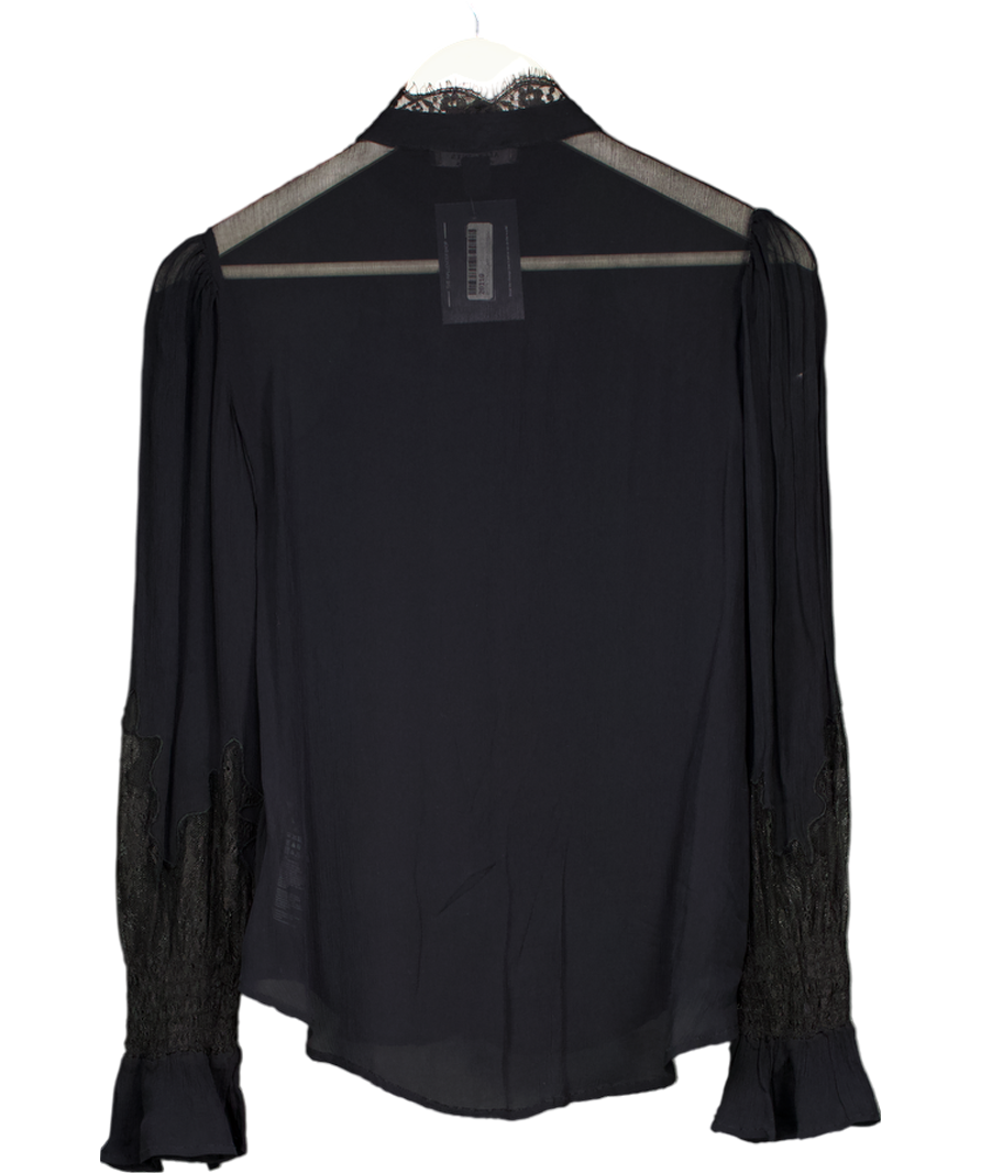 All Saints Black Rory Lace Shirt UK 6