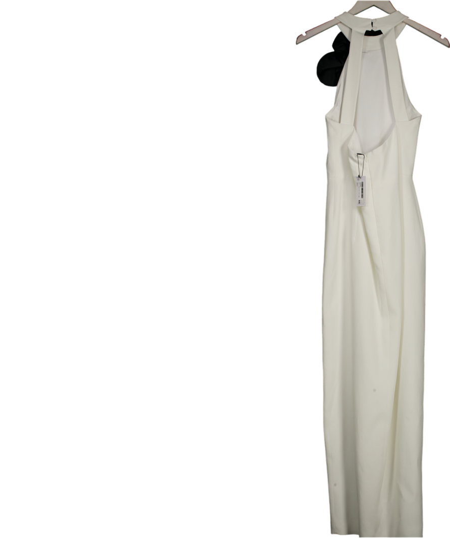 Karen Millen Ivory & Black  Small Corsage Detail Tailored Halterneck Midaxi Dress UK 10
