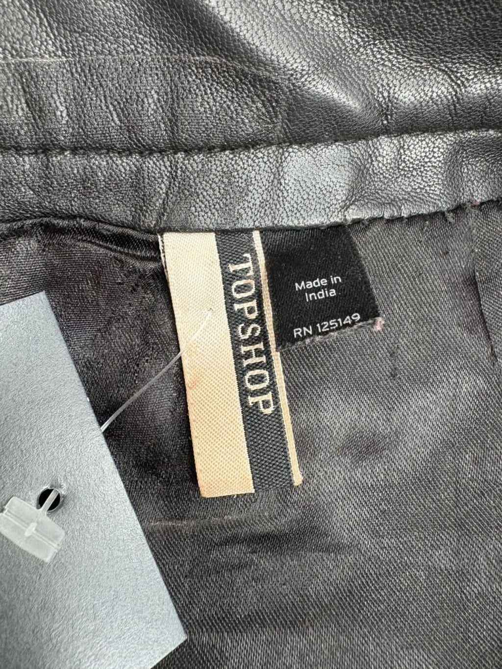 Topshop Black Leather Mini Skirt UK 10