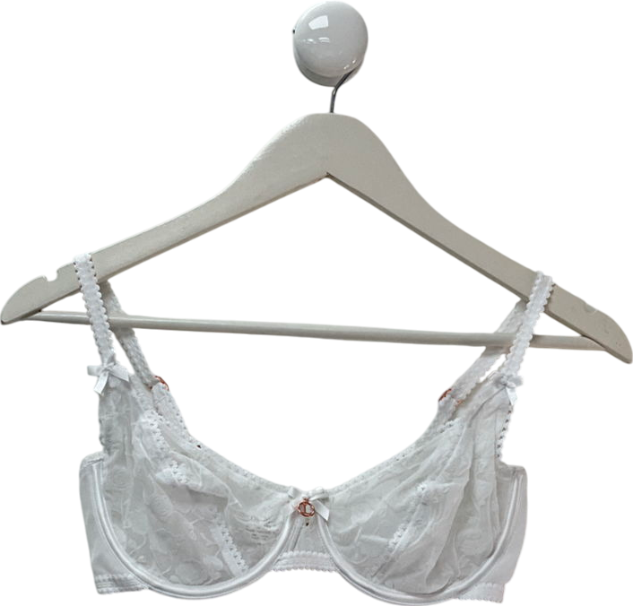 Lounge Underwear White Flocked Floral Balcony Bra UK 34DD