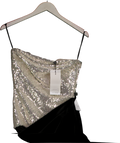 Nadine Merabi Samantha Silver Sequin Bodice And Black Velvet Dress UK 8