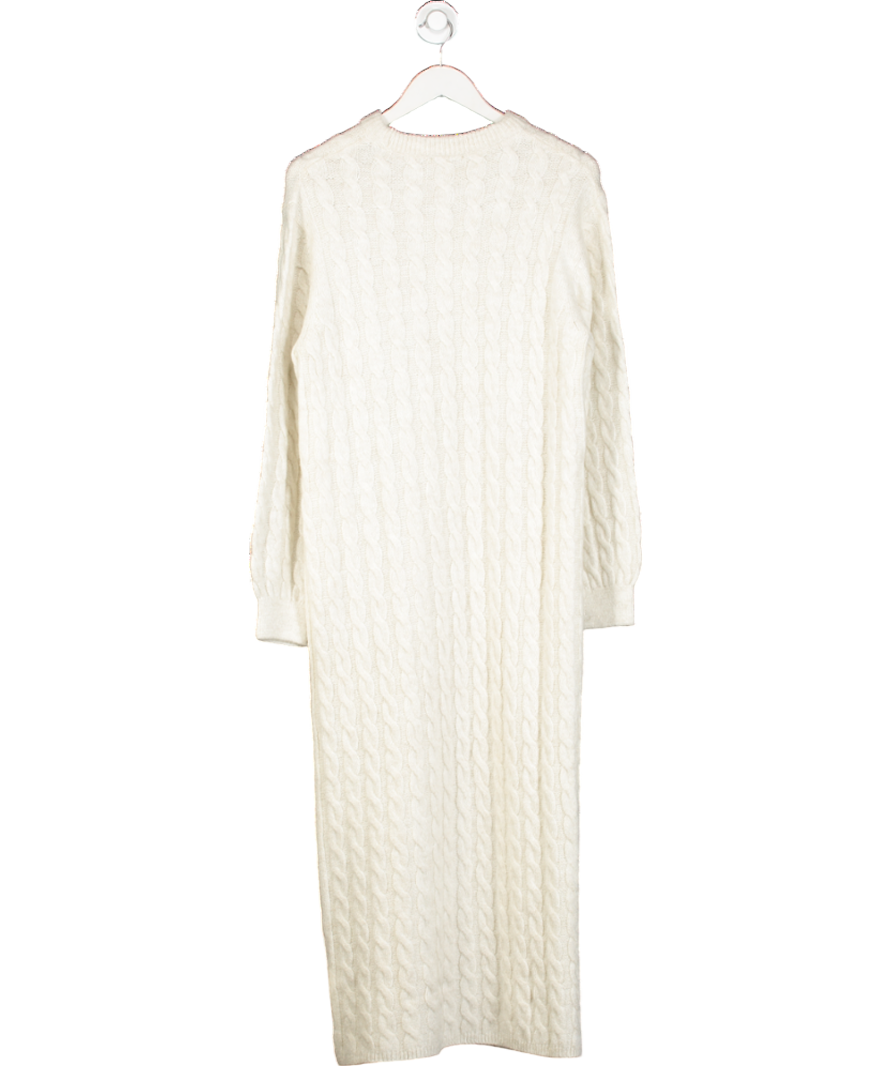 PRETTY LAVISH Cream Elisha Cable Knit Maxi Dress UK S