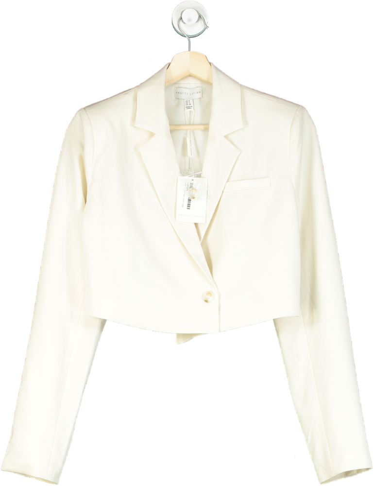 Pretty Lavish Oyster Breya Cropped Blazer UK 8