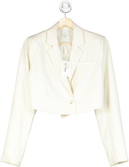 Pretty Lavish Oyster Breya Cropped Blazer UK 8