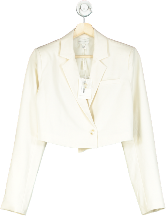 Pretty Lavish Oyster Breya Cropped Blazer UK 8