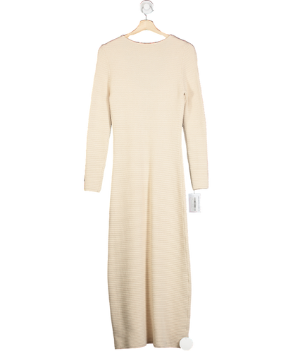 Shona Joy Nude Knit Maxi Dress Low Cut Tie Front UK S