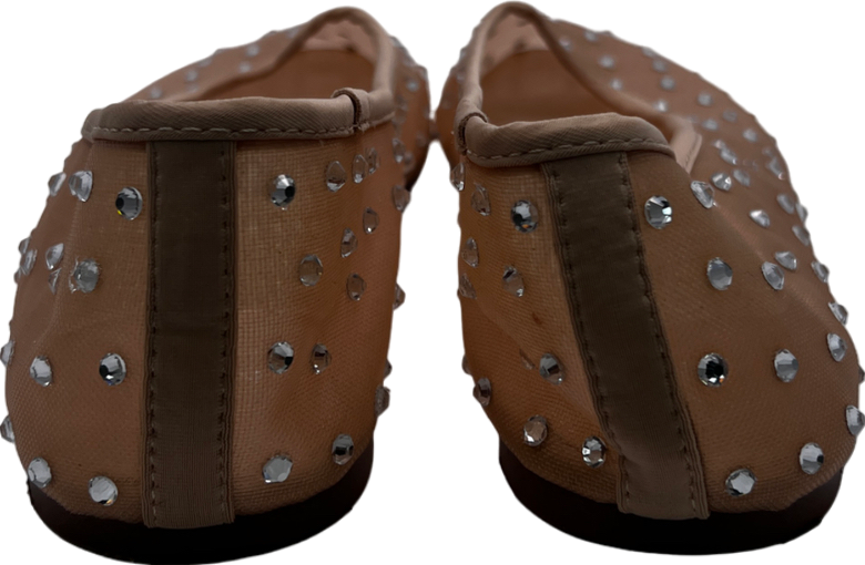 MANGO Nude Mesh Diamonte Ballerina Pumps UK 7 EU 40 👠