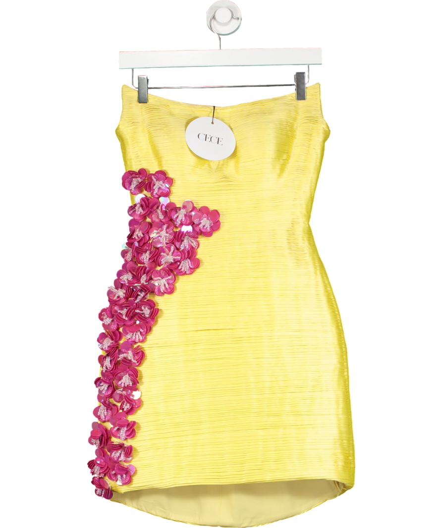 CECE The Label Yellow "the Cami" Embellished Mini Dress UK 6