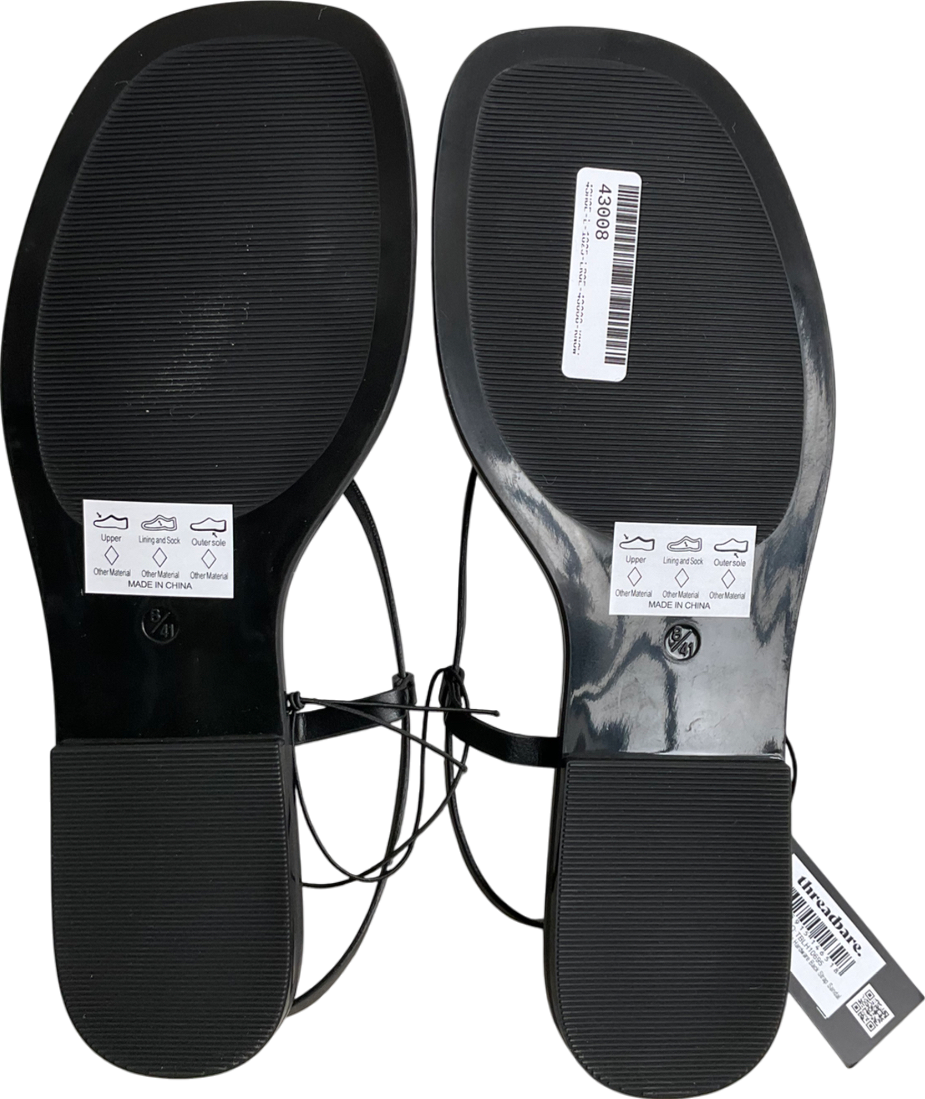Threadbare Black Glide Hardware Back Strap Sandal UK 8