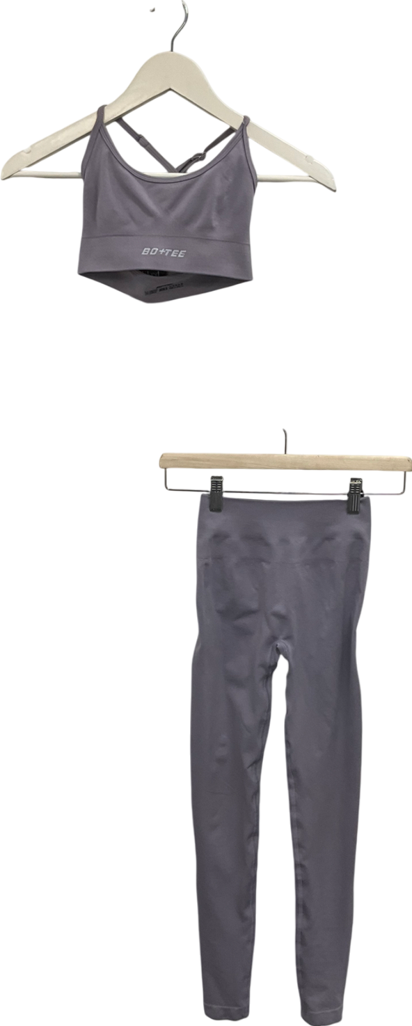 Bo + Tee Purple High Waist Leggings Uk Xs And Seamless Crop Top UK XXS