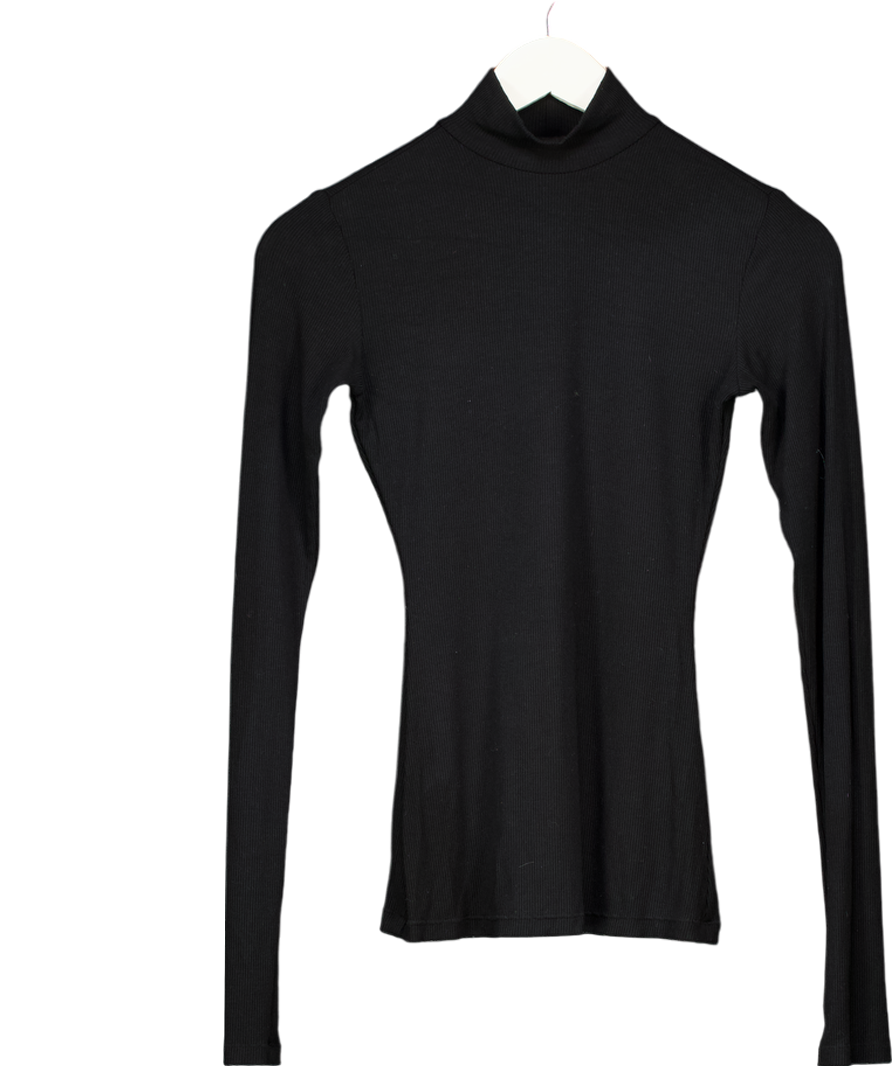 SKIMS Black Ribbed Long Sleeve Shirt UK XS