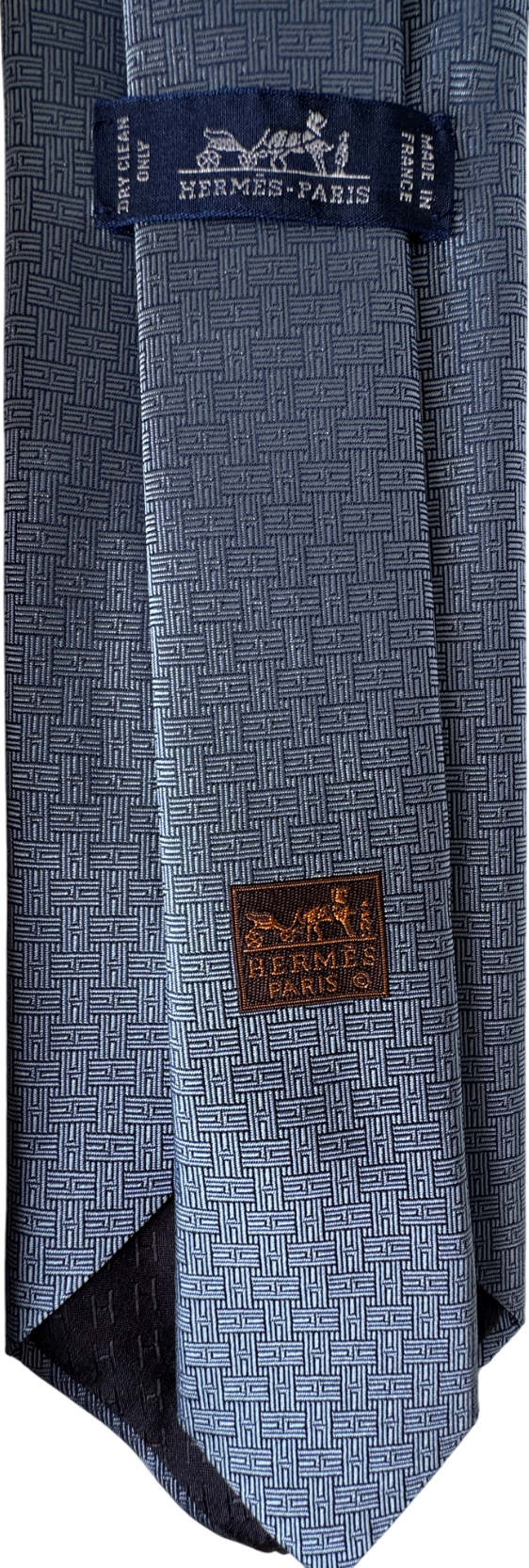 Hermès Blue 'H' Logo 100% Silk Neck Tie 659343T