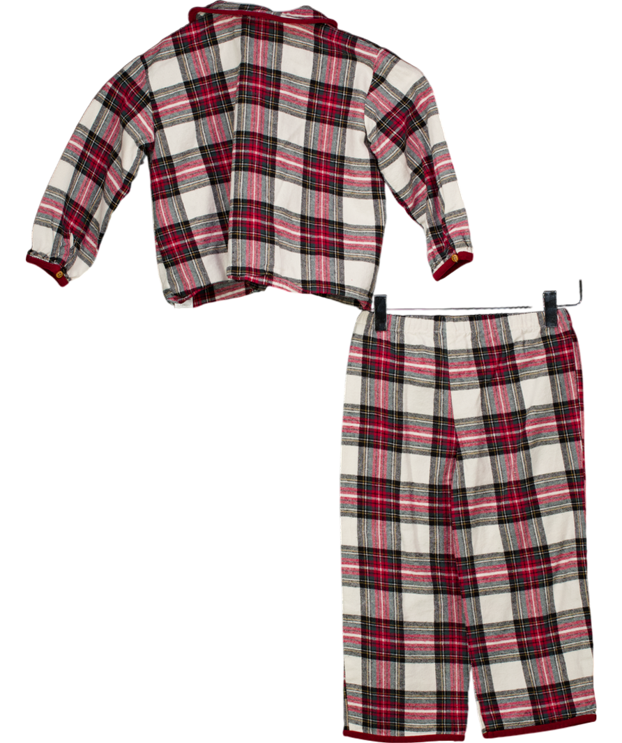 ZARA Home Kids Cream / Red Tartan Flannel Pyjama Set 3 Years